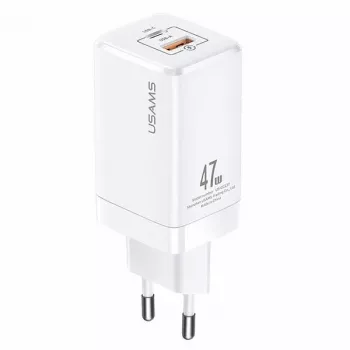 USAMS T41 GaN 47W USB-C + USB-A Fast Charger (White) CC137TC02