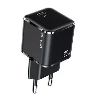 USAMS T42 Mini 25W USB-C PD3.0 Greitasis Įkroviklis (Tik Galvutė) Juoda CC140TC01