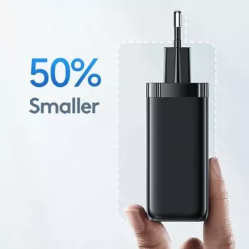 USAMS T47 65W PD Greitasis Įkroviklis Super Si Sieninis Įkroviklis su 1x USB-C ir 1x USB-A, Baltas (CC153TC02)