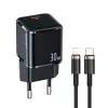 USAMS T45 30W PD3.0 USB-C Greitas Įkroviklis su U63 USB-C į Lightning Laidu, Juodas, UXTZH01