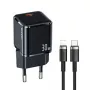 USAMS T45 30W PD3.0 USB-C Greitas Įkroviklis su U63 USB-C į Lightning Laidu, Juodas, UXTZH01