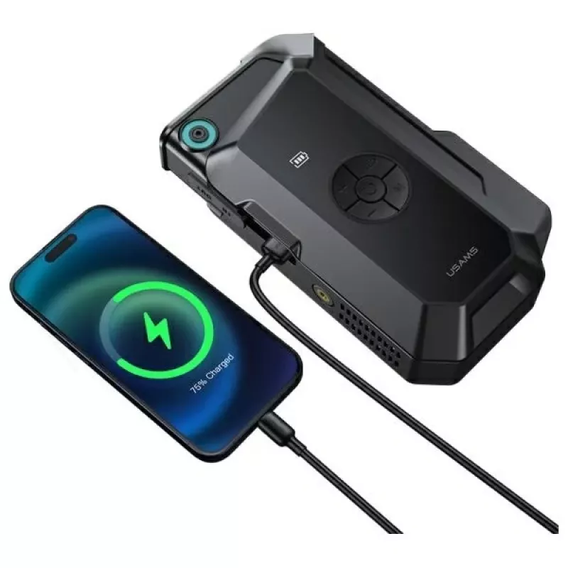 USAMS Jumpstarter Power Bank 8000mAh su LED žibintuvėliu, juoda ZB287