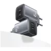 USAMS CC305 T66 45W GaN sieninis įkroviklis su 2x USB-C, Tarnish