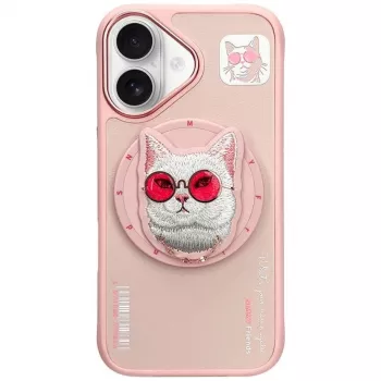 Nimmy Glasses Cool Cat MagSafe Case for iPhone 16, Pink