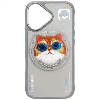 Nimmy Glasses Cool Cat MagSafe Case for iPhone 16, Grey