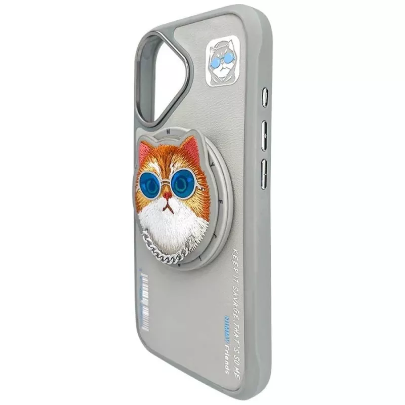 Nimmy Glasses Cool Cat MagSafe Case for iPhone 16, Grey