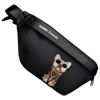 Nimmy Crossbody Bag Cool Dog with Glasses Black