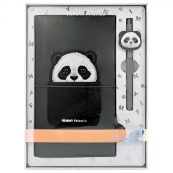 Nimmy 2-in-1 Užrašų knygelės ir rašiklio rinkinys Juodas Didžiaakis Augintinis 2.0 Panda
