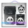 Nimmy 3-in-1 rinkinys: Telefono dėklas + Piniginė + Trakerio dėklas, juodas, Big Eyed Pet 2.0 Panda