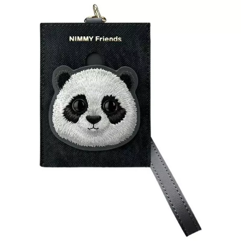 Nimmy 3-in-1 rinkinys: Telefono dėklas + Piniginė + Trakerio dėklas, juodas, Big Eyed Pet 2.0 Panda