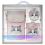 Nimmy 3-in-1 Phone Crossbody Bag, Wallet & Tracker Holder Set - Pink Big Eyed Pet 2.0 Cat