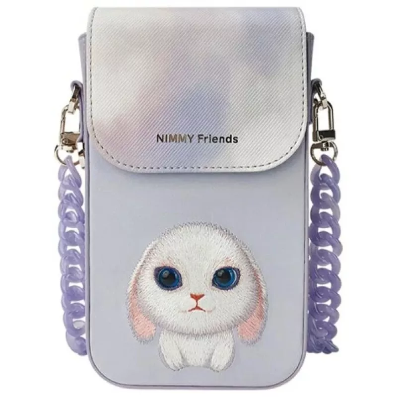 Nimmy 3-in-1 Phone Bag, Wallet & Locator Case Set - Purple Big Eyed Pet 2.0 Rabbit
