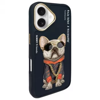 Nimmy dėklas, skirtas iPhone 16 6.1 juodas Glasses Cool Dog