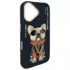 Nimmy dėklas, skirtas iPhone 16 6.1 juodas Glasses Cool Dog