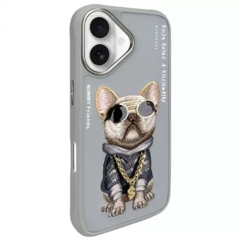 Nimmy apsauginis dėklas Apple iPhone 16 6,1 inch pilkas Glasses Cool Dog