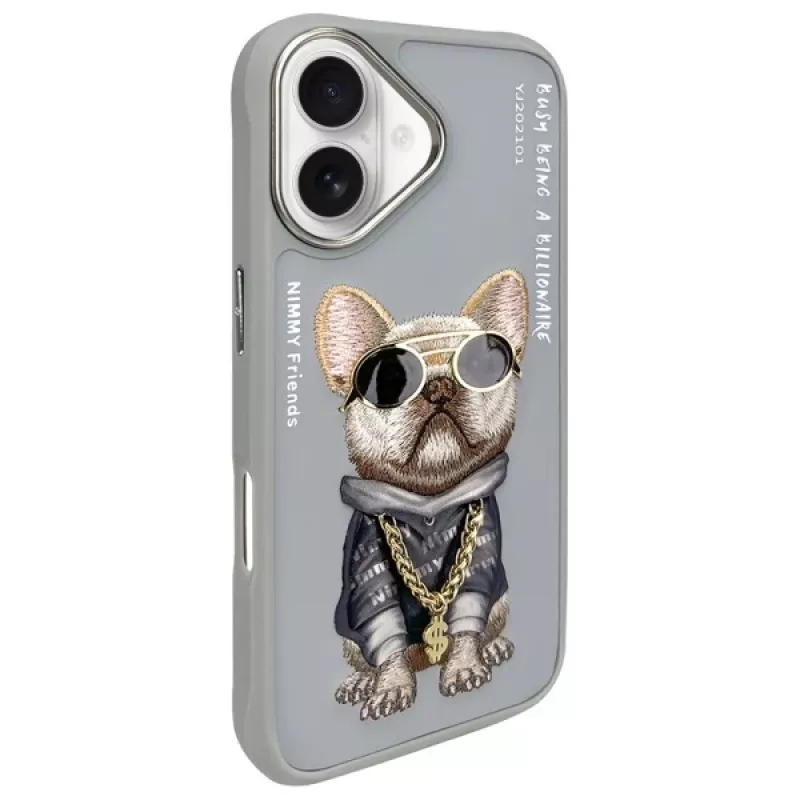 Nimmy apsauginis dėklas Apple iPhone 16 6,1 inch pilkas Glasses Cool Dog