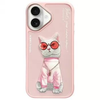 Nimmy Dėklas, skirtas Apple iPhone 16 6,1 inch Pink Glasses Cool Cat