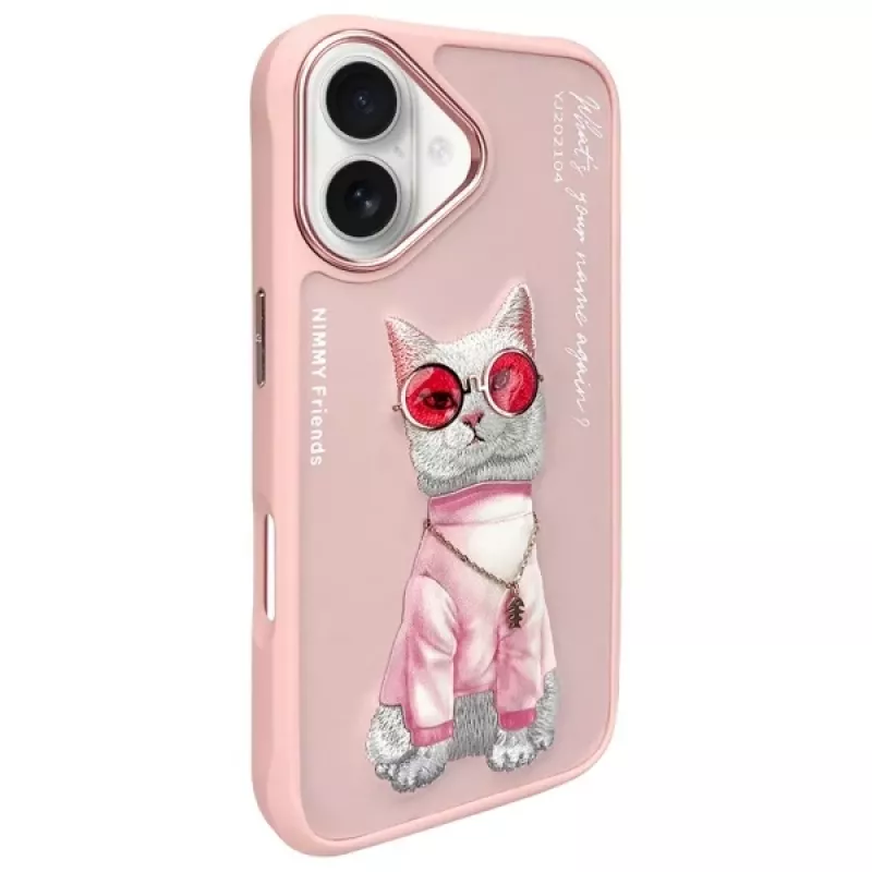 Nimmy Dėklas, skirtas Apple iPhone 16 6,1 inch Pink Glasses Cool Cat
