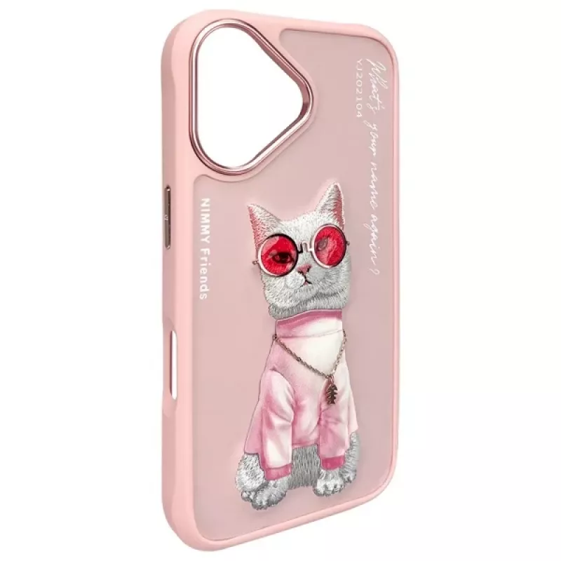 Nimmy Dėklas, skirtas Apple iPhone 16 6,1 inch Pink Glasses Cool Cat