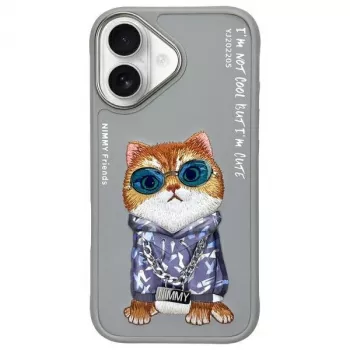 Nimmy Dėklas iPhone 16 6,1 inch Pilkas Glasses Cool Cat