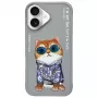 Nimmy Dėklas iPhone 16 6,1 inch Pilkas Glasses Cool Cat