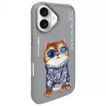 Nimmy Dėklas iPhone 16 6,1 inch Pilkas Glasses Cool Cat