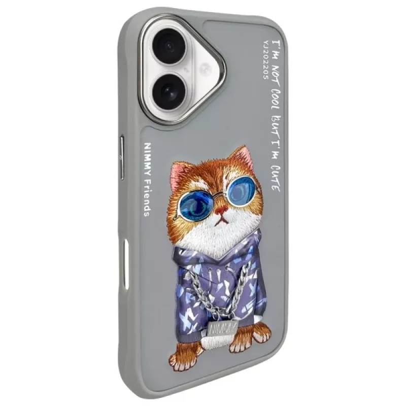Nimmy Dėklas iPhone 16 6,1 inch Pilkas Glasses Cool Cat