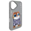 Nimmy Dėklas iPhone 16 6,1 inch Pilkas Glasses Cool Cat