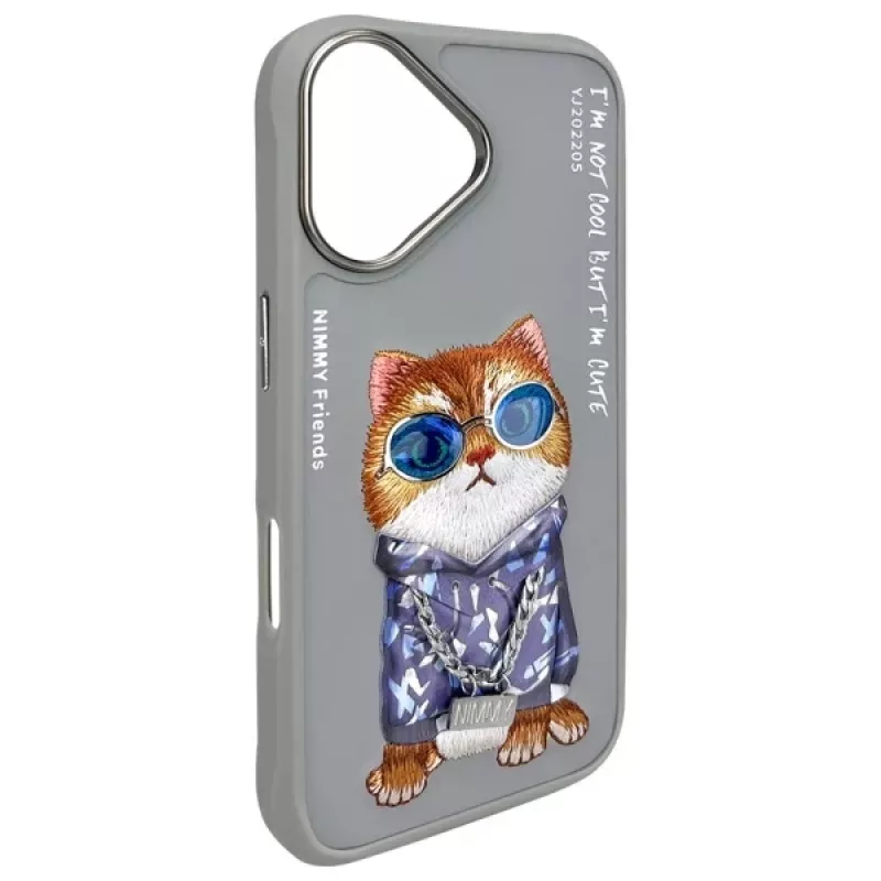 Nimmy Dėklas iPhone 16 6,1 inch Pilkas Glasses Cool Cat