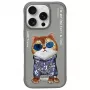 Nimmy apsauginis dėklas, skirtas Apple iPhone 16 Pro Max 6,9 inch pilkas Glasses Cool Cat grafinis