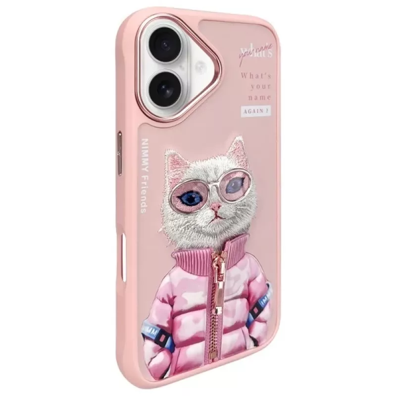 Nimmy Cool&Cute 2.0 Cat Back Cover for Apple iPhone 16 6.1 inch Pink