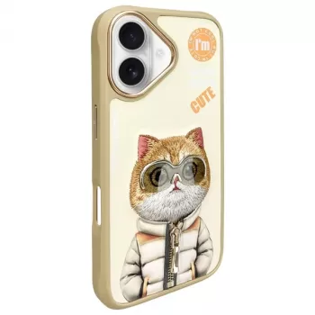 Nimmy Dėklas, skirtas iPhone 16 6.1 inch Khaki Cool&Cute 2.0 Cat