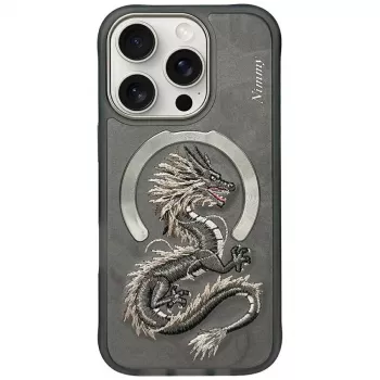 Nimmy Dragon MagSafe Dėklas, skirtas iPhone 16 Pro Max, Pilka