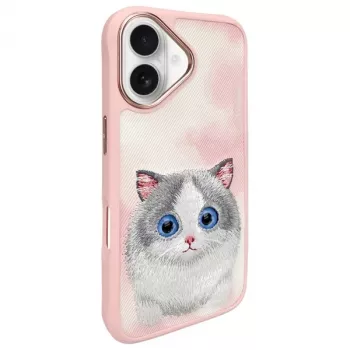 Nimmy Big Eyed Pet 2.0 Cat Back Cover Case Apple iPhone 16 6,1 inch - Pink