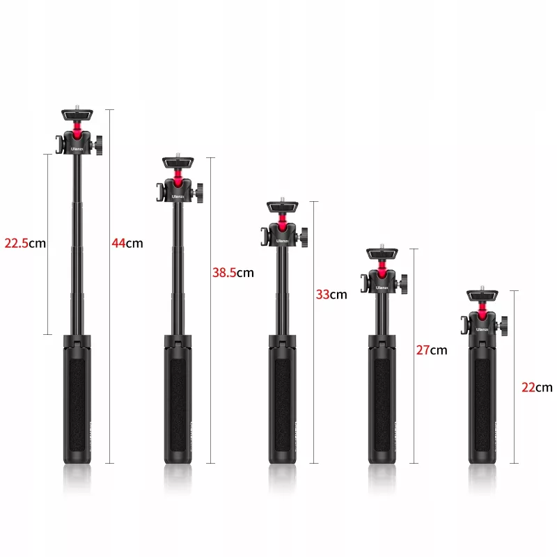 ULANZI MT-16 Mini Tripod Selfie Stick su rutuline galvute ir cold shoe, juodas