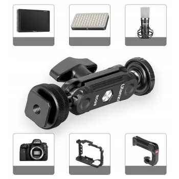 Ulanzi R098 Magic Arm dviguba rutulinė galvutė, 1/4 inch sraigtas ir šaltojo bato laikiklis, juoda