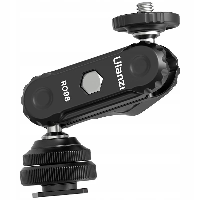 Ulanzi R098 Magic Arm dviguba rutulinė galvutė, 1/4 inch sraigtas ir šaltojo bato laikiklis, juoda