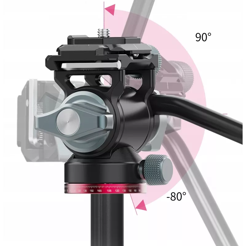 Ulanzi U-190 Panoramic Video Fluid Head with Oil Damping, Aluminum Alloy, 5kg Load, Arca-Swiss Quick Release, 360° Pan, Black