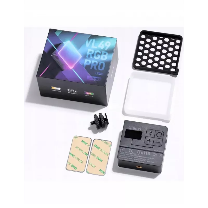 Ulanzi VL49 RGB Pro LED Video Light 60 LEDs 2500mAh su magnetiniu laikikliu ir korio grotelėmis