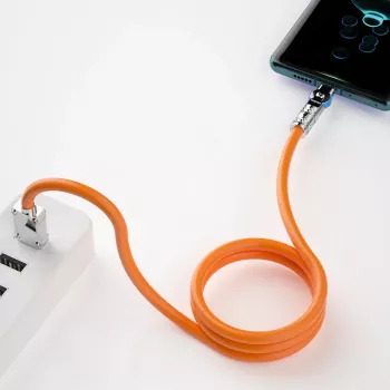 Dudao L24CC USB-C į USB-C Kampinis Laidas 120W 1m 180° Sukimasis Oranžinis
