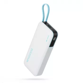 CUKTECH CUKP200NGLLG 55W 20000mAh Power Bank su įmontuotu USB-C laidu - Baltas