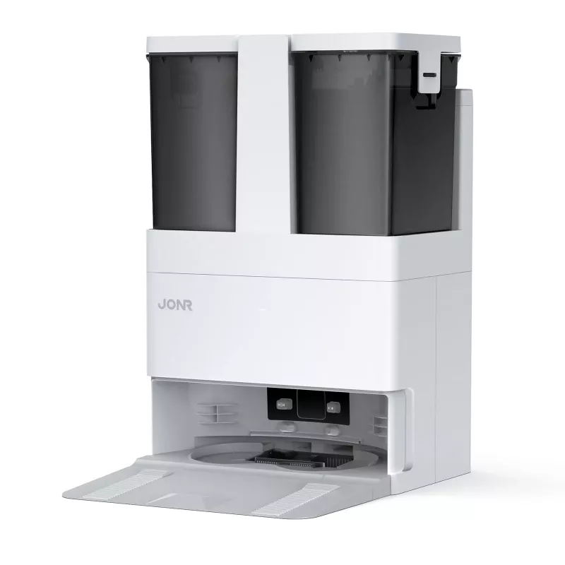 JONR T5 Lite Robotinis dulkių siurblys su LiDAR navigacija, 3000Pa siurbimu, 2600mAh baterija, 600ml dulkėms, 250ml vandens bakeliu, šlapiu valymu, programėlės ir balso valdymu, baltas