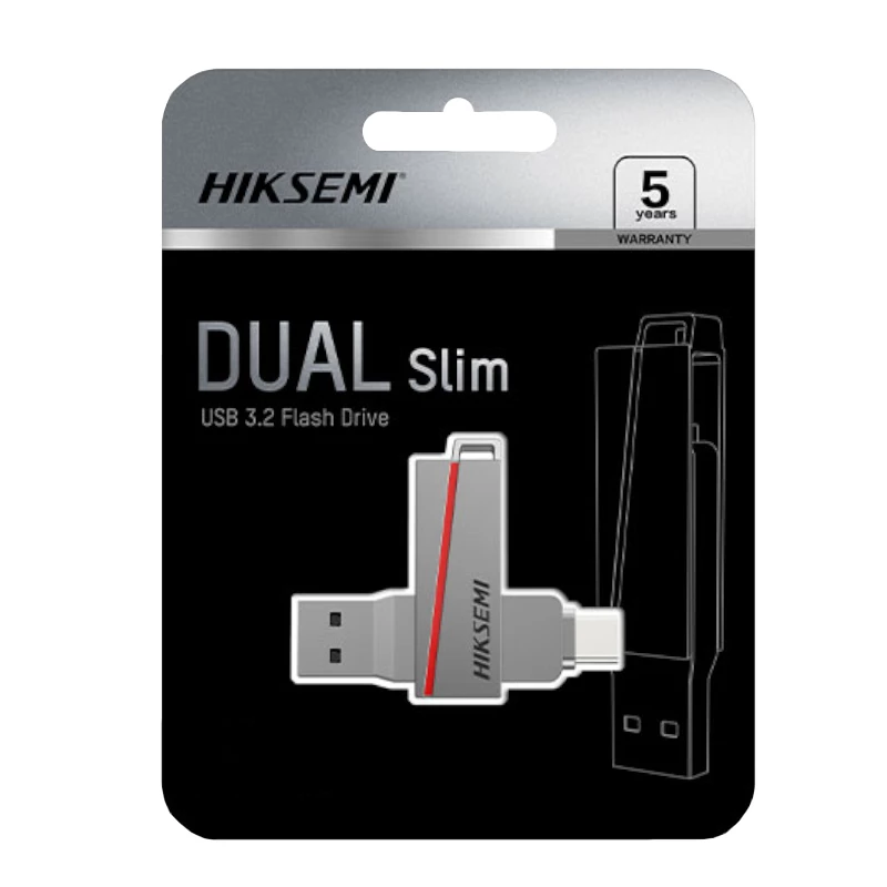 HIKSEMI CLE USB 128 GB E307C U3 Dual USB 3.2 & USB Type-C Flash Drive Grey