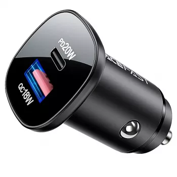 ACEFAST 38W automobilinis įkroviklis USB-C / USB-A, PPS, Power Delivery, Quick Charge 3.0, AFC, FCP juodas (B1)
