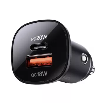 ACEFAST 38W automobilinis įkroviklis USB-C / USB-A, PPS, Power Delivery, Quick Charge 3.0, AFC, FCP juodas (B1)