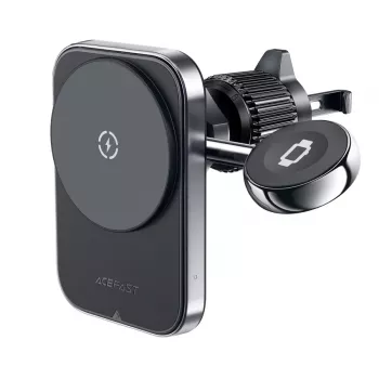 Acefast D18 automobilinis laikiklis su MagSafe / Qi belaidžiu įkrovikliu + USB-A į USB-C laidas - Juoda