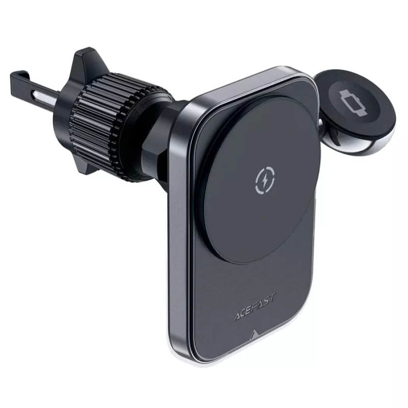 Acefast D18 automobilinis laikiklis su MagSafe / Qi belaidžiu įkrovikliu + USB-A į USB-C laidas - Juoda