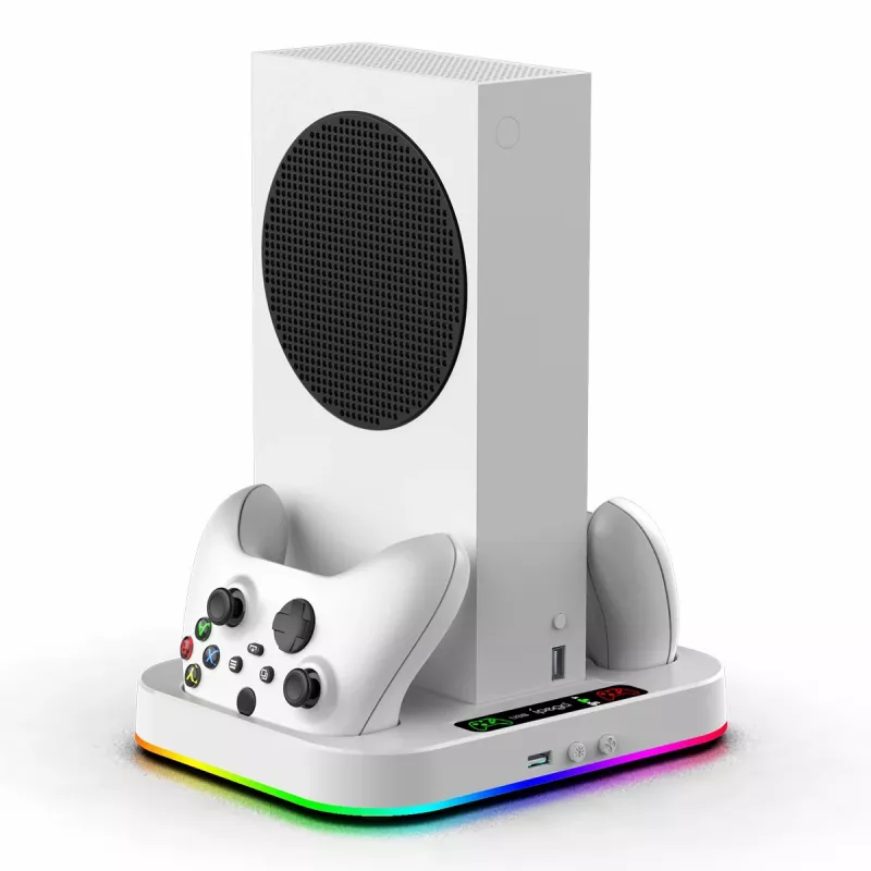 IPEGA Daugiafunkcis Įkrovimo ir Aušinimo RGB Stovas, skirtas Xbox Series S, su 2x 800mAh Baterijų Paketais