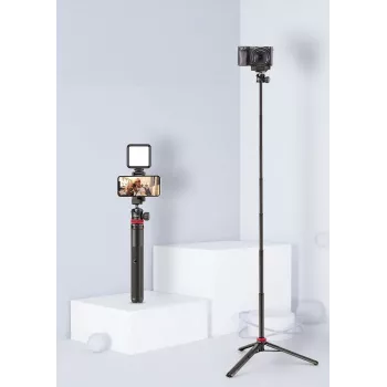 Ulanzi MT-44 Ištraukiamas Trikojis / Selfie Lazda su Integruotu Telefono Laikikliu, Rutuline Galvute, Šalto Bato Montavimu, 5 Sekcijų, 110cm Maksimalus Aukštis, Juoda