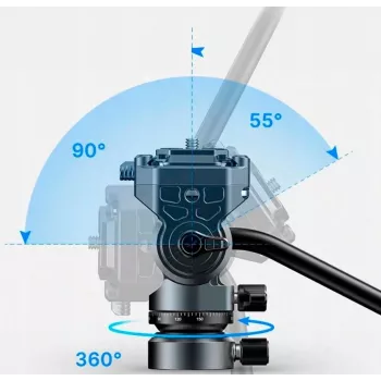 Ulanzi F38 Fluid Video Head 360° Panoramic Oil Damping Tripod Head su Arca-Swiss greito atleidimo sistema, 3 kg apkrova, aliuminio lydinys, juoda